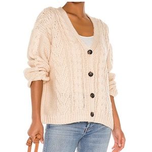 525 America Cream Cable Knit Cardigan
